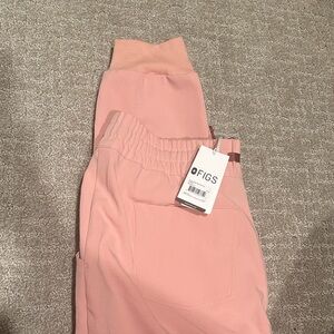 Figs Pink Sand Uman Relaxed high waisted joggers size large tall NWT